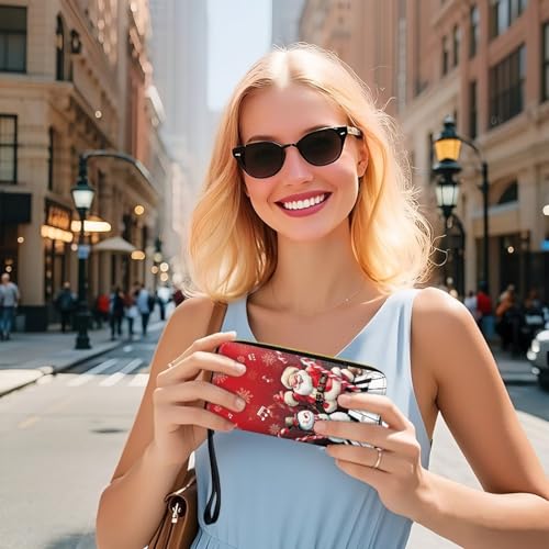 Image of Bulopur Christmas Wallet Purse for Women's Wallet RFID Blocking Credit Card Holder Large Capacity Wristlet Leather Wallets Purse, Santa Claus Snowman Music