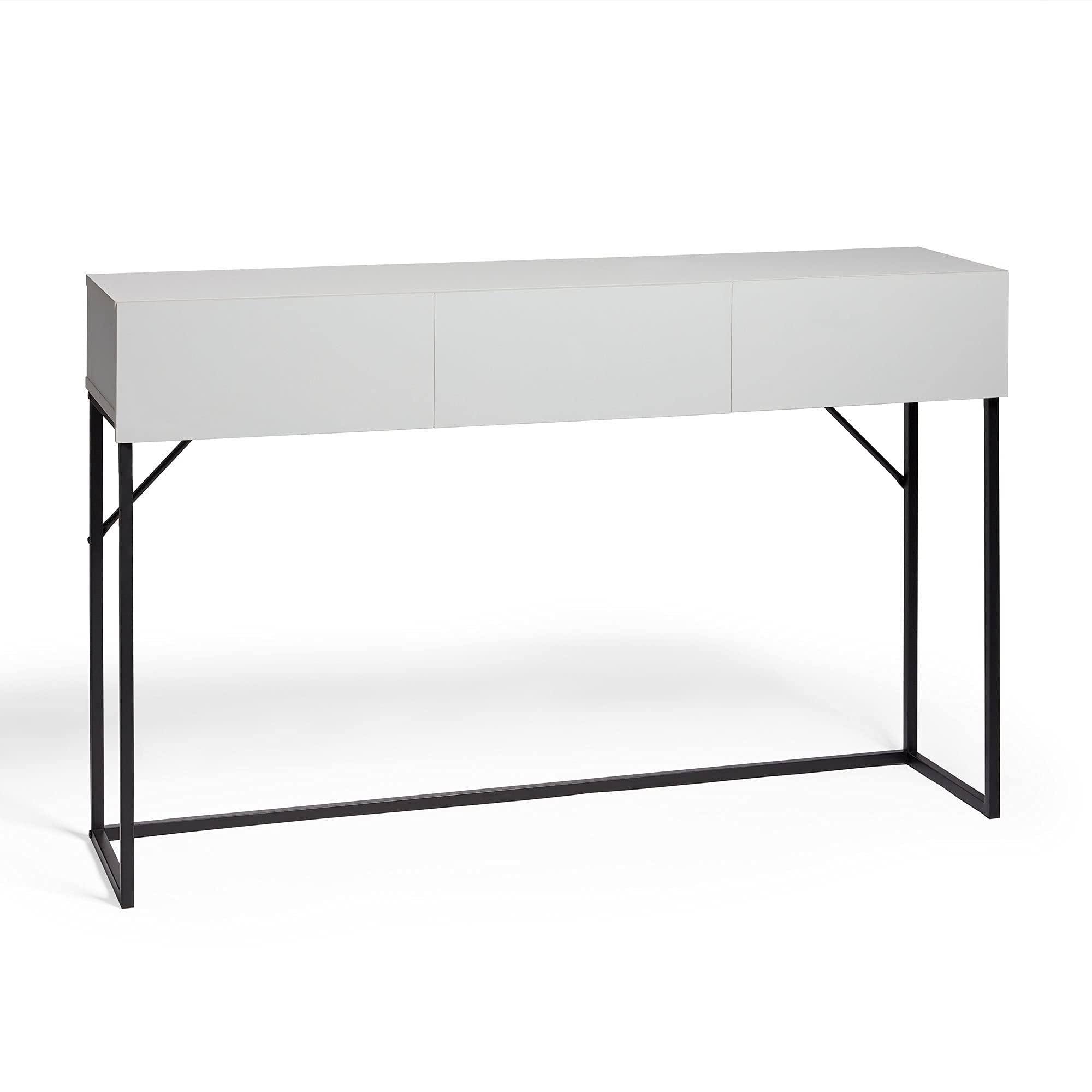 VonHaus Console Table, Grey Wood Veneer Metal Frame Sideboard, 3