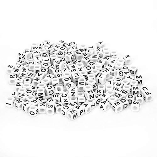 500Pcs Square Letter Beads, 6mm Alphabet Cube Beads for Jewelry Making DIY Bracelets Necklaces Key Chains(White)