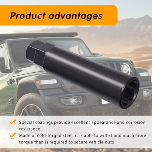 Image of ijuicy 7 Spline Lug Nut Socket, Wheel Lug Nut Removal Tool, Lug Nut Key with 13 /16 Inch and 7 /8 Inch Hex, Suitable for 9 /16 Inch M14x1.5 M14x2.0 Lug Nuts (Black)