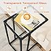 HOOBRO C Shaped End Table, Tempered Glass Snack Side Table with Metal Frame, TV Tray Table for Small Space, Sofa Couch and Bed, Modern Style, Black BK03SF01