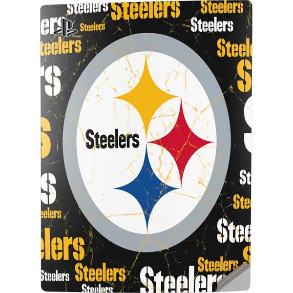 Skinit Decal Gaming Skin Compatible with PS5 Digital Edition Console - Officially Licensed NFL Pittsburgh Steelers Black Blast Design
