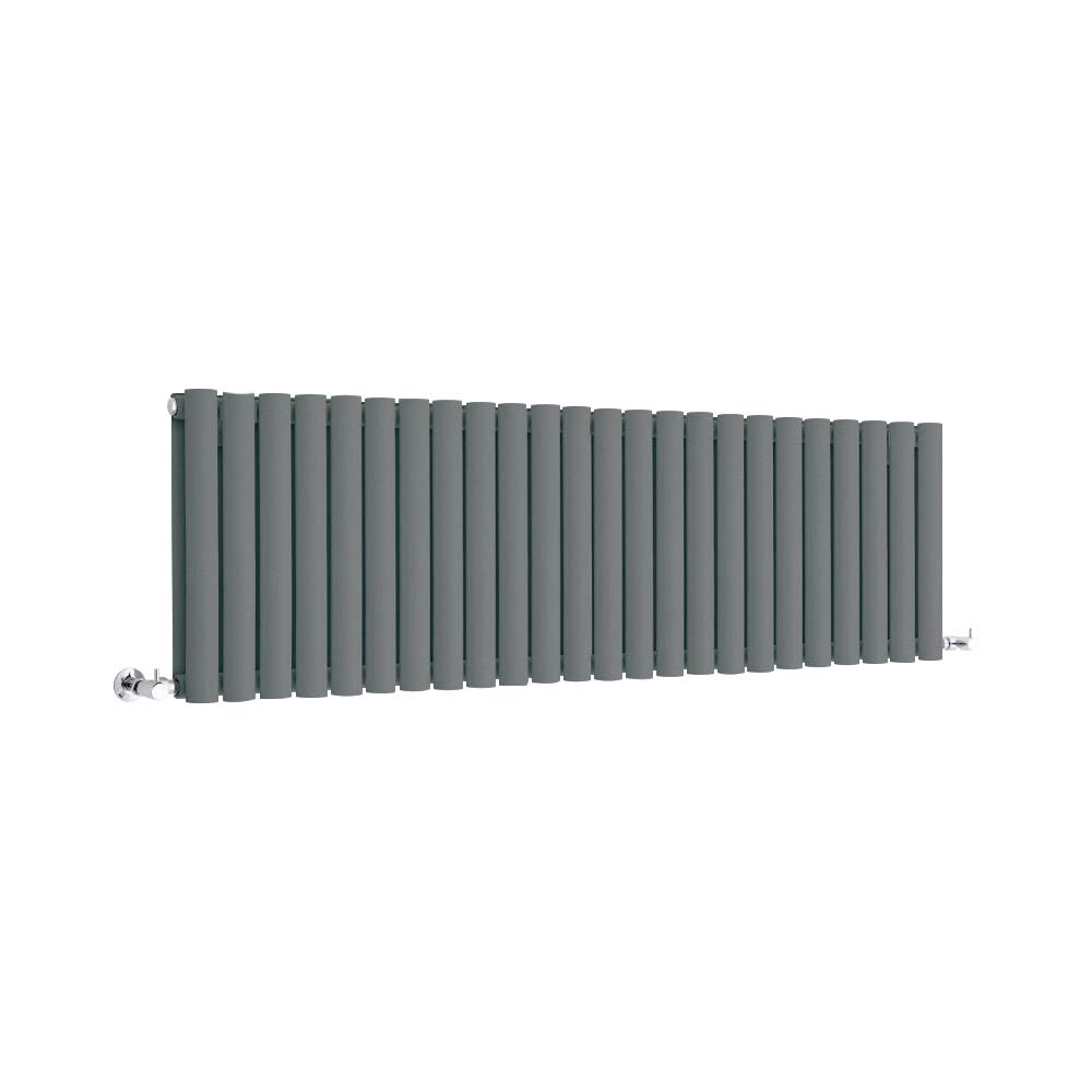 Milano Anthracite Aruba Horizontal Double Oval Panel Radiator - 400Mm X 1416Mm