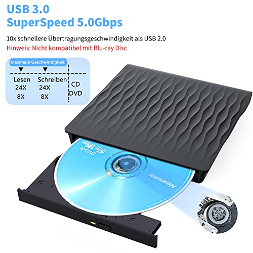 Externes DVD-Laufwerk LPUNCD USB Laufwerk für verschiedene Systeme