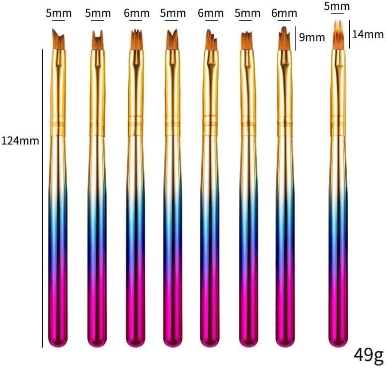 8Pcs/Set Gel Metal Gradient Irregular Brush Nail Art Acrylic Painting Drawing Pen Tips DIY Home Salon Tools