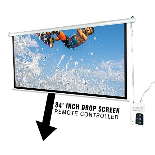 Pyle 84" Portable Motorized Matte White Projector Screen - Automatic Projection Display With Wall/Ceiling Mount, Remote And Case - For Home Movie Theater, Slide/Video Showing - Prjelmt86 #TOP1