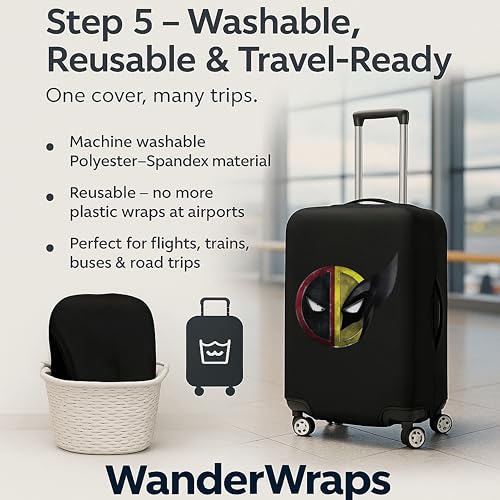 Image of WanderWraps Spendex Polyester Protective Luggage Cover | Hard Luggage Trolley Bag Cover | Washable | Dust Proof | Stretchable | S - 20 inch ||| Deadverineee