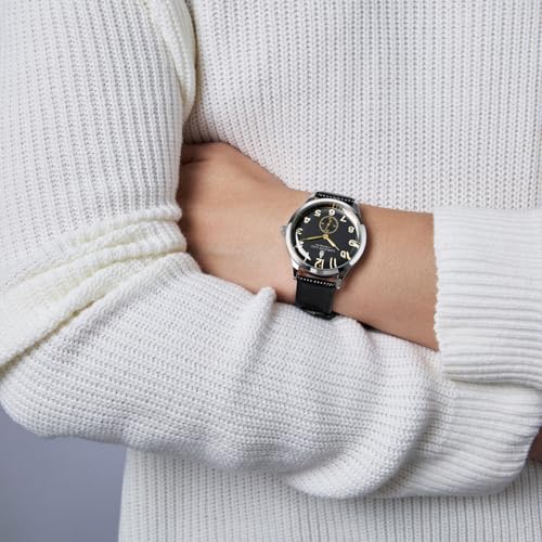 Image of London Fog Brixton Collection Analog Quartz Vintage Watch for Men with Round Dial, Luminous Numerals, Curved Mineral Glass & Leather Strap - LFM10011