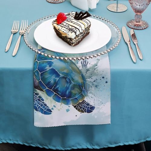Servilletas de Tela Cuadradas Azul Floral Pack x4 miniatura 4