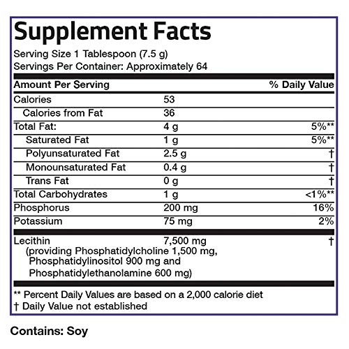Bronson Lecithin Granules (Powder) 7500 Mg, 1 Lbs (454 Grams, Or 16 Ounces) #TOP4
