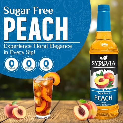 Syruvia Sugar-Free Vanilla and Sugar Free Peach Syrup For Drinks 25.4 fl oz. Premium Coffee Flavoring Syrup. Ideal for Enhancing Drinks, Sodas, Shakes, Desserts, and More. - image 5