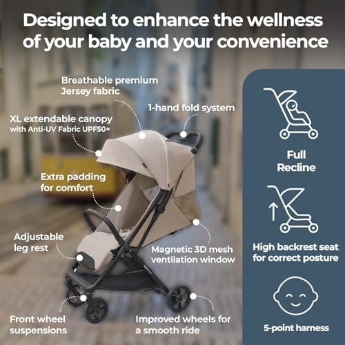 Image of Inglesina Quid Travel Stroller - Planet Green | Lightweight Travel Stroller for Airplane, Umbrella Stroller for Baby & Toddler 0-55 lbs, Car Seat Compatible w /Carry Bag & Wheel Covers - Bundle Kit