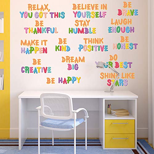 6 Pieces Colorful Positive Sayings Wall Decal Be Thankful Inspirational Lettering Sticker Rainbow Motivational Phrases Wall Decals For Home Bedroom Classroom Nursery Kids Decoration #TOP4
