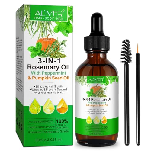 DGT 3 in1 Rosemary Oil with Peppermint & Pumpkin Seed Oil Stimulates Hair Growth, Prevent Dandruff-100% Natural