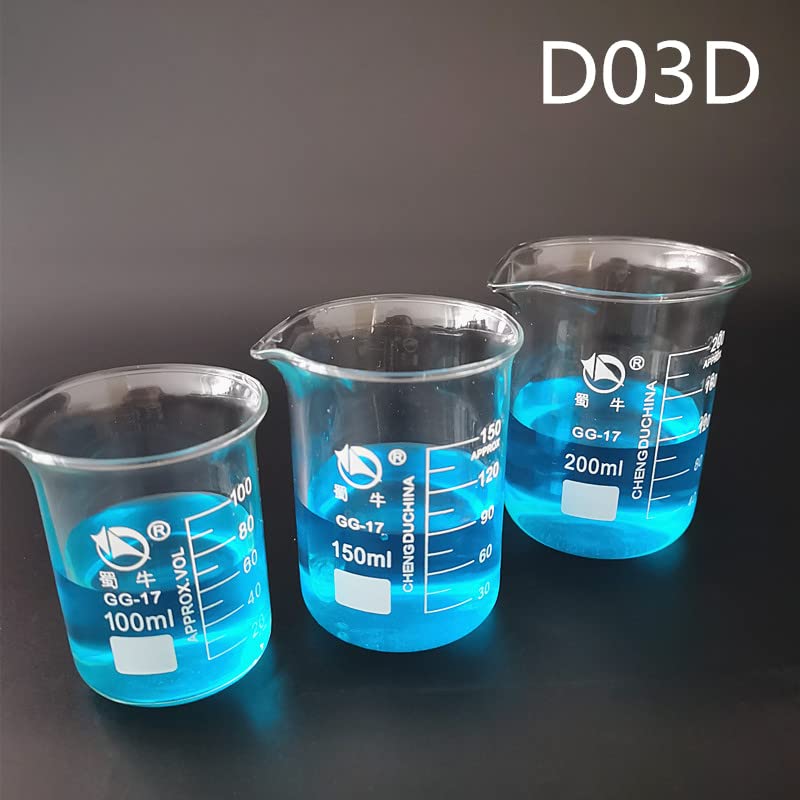 Todos los tamaños 1 Juego de Vaso de precipitados de Vidrio de borosilicato de Laboratorio Resistente al Calor Taza de medición Escalada de Equipo de Laboratorio (Size : D04E)