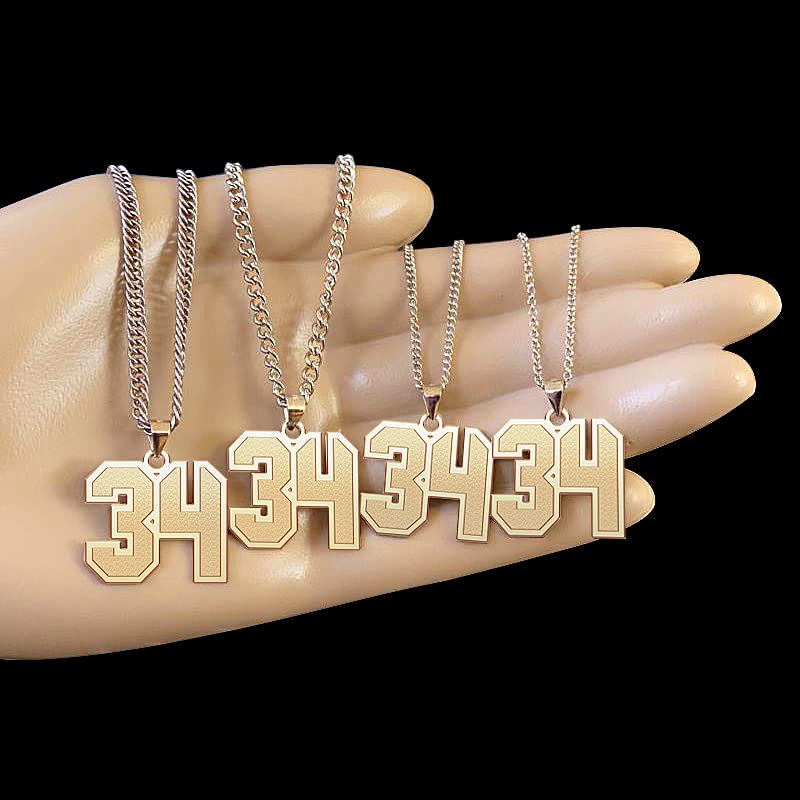 Q&Locket Number Necklace with Name Personalized for Athletes Sports Custom Number Chain Name Necklace for Mens Womens 0.7, 0.9 and 1.2 inch4