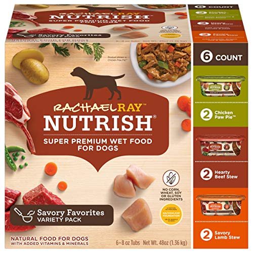 Rachael Ray Nutrish Natural Premium Wet Dog Food, Savory Favorites Variety Pack, 8 Ounce Tub (Pack of 6) (6303230800)