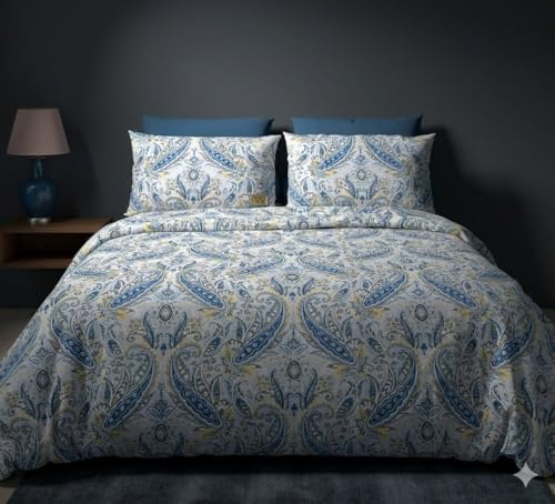 Image of FRESH FROM LOOM Luxury 240 TC Pure Cotton King Size Flat Bedsheet with 2 Pillow Covers Premium 100% Cotton King Size Bedsheet - 240 Thread Count - Hypoallergenic & Soft, Aqua, Size- 108x108 inch