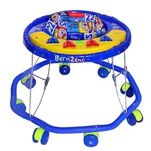 BornZone Baby Walker with Music Toys Bar for Kids of 6 Months to 1.5 Year (Blue)