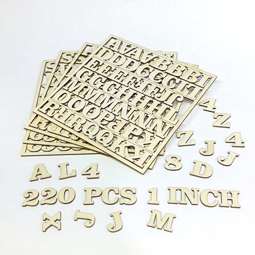 LOKAUS Wooden Letters and Numbers Set Unfinished Wood Craft Letters Natural Wood Color 1 Inch Alphabet and Number Cutouts for DIY Arts and Crafts