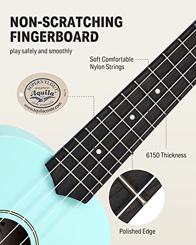 donner soprano ukulele for beginner 21 inch matte ukulele beginner kit with bag strap tuner strings picks cloth free online lessons holiday christmas amp birthday gift cyan blue