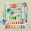Zkydhbd Juego de cuentas de madera para niños en edad preescolar, clasificación de formas y habilidades cognitivas, montaña rusa, multifuncional, juguete de clasificación de colores y formas #5