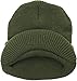 ARMYU Wool Knit Watch Cap with Brim Visor Cold Weather Winter Hat Military USN - US Made (Olive Drab)