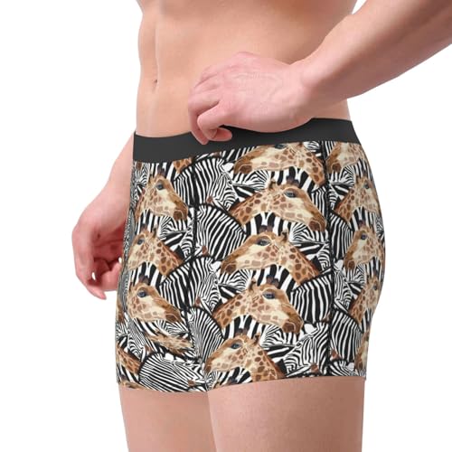 Zebra and Giraffe Print Men's Sexy Underwear Classical Boxer Briefs Stretch Support Trunks4