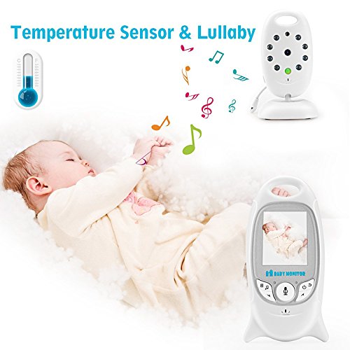 Monitor de bebé inalámbrico – Monitor de temperatura, visión nocturna, canciones de cuna, pantalla de 2,4 pulgadas, audio bidireccional
