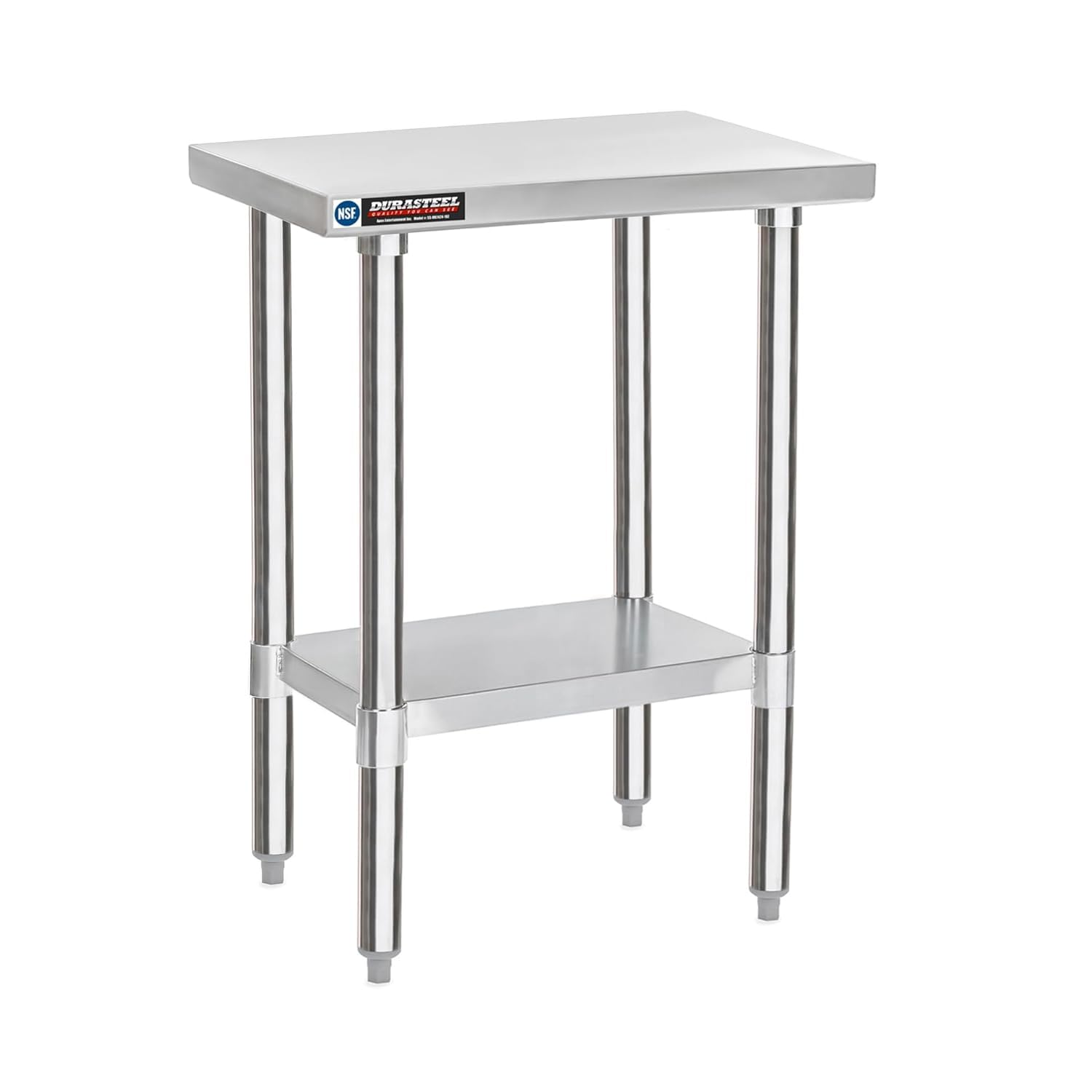 DuraSteel 24x18 Stainless Steel Work Table - NSF Commercial Prep Metal Table - Outdoor Pizza Oven Stand w/Under Shelf - Kitchen Island Laundry Utility