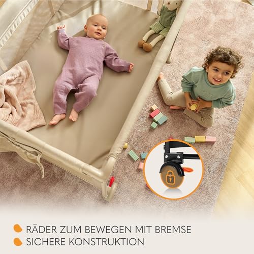 Lionelo Laura 2-in-1 Reisebett bis zu 15 kg Laufgitter von 0 bis 36 Monate Seitlicher Einstieg T25 Schaumstoffmatratze, 2 Höhenstufen, Reisetasche, Räder mit Bremse