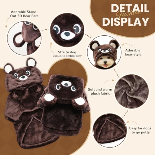 Dog Hoodie with Bear Ears Fleece Dog Sweater for Small Dogs French Bulldog Clothes Puppy Costume for Small Dogs XS Winter Clothes Cozy Pet Fleece for Cats - Image 7