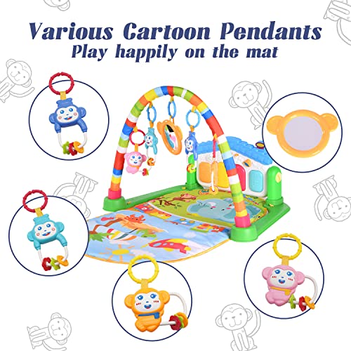 Baby Play Gym Piano, Kick and Play Nieuwgeboren Baby Play Mat, Activiteitscentrum met muziek en verlichting, Baby Gym Jungle Play Mats, Gift Toys voor baby en peuters, vanaf de geboorte 0 3 6 12 maanden - Afbeelding 3