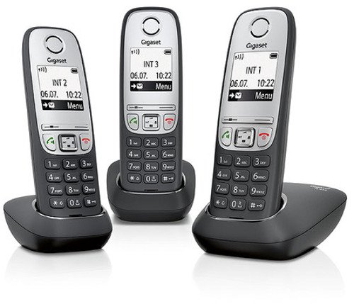 A415 Trio Dect-Schnurlostelefon, incl. zwei zusätzlichermobilteile, schwarz