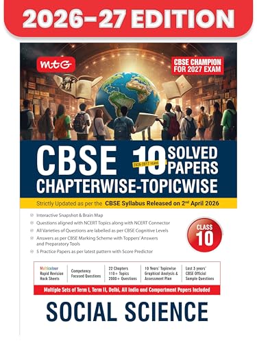 Image of MTG CBSE Class 10 PYQs Book | 10 Years (2026-2017) Chapterwise Topicwise Solved Papers Social-Science - CBSE Champion For 2027 Exam | CBSE Sample Paper (As Per Pattern)
