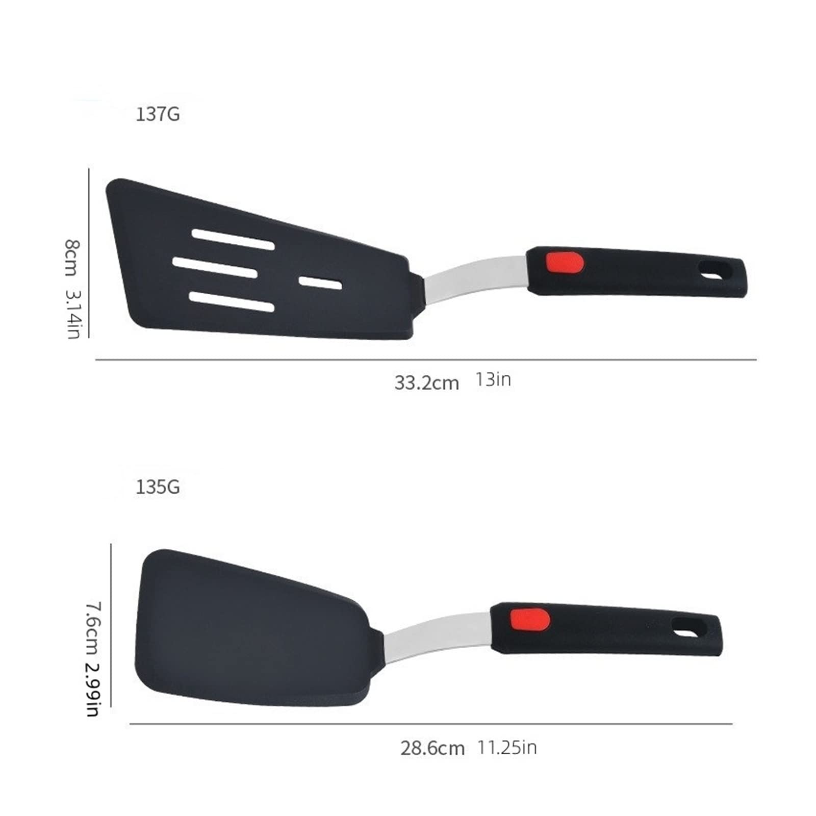 spatules Spatule de Cuisine en Silicone Noir Haute température Spatule(Long Shovel)