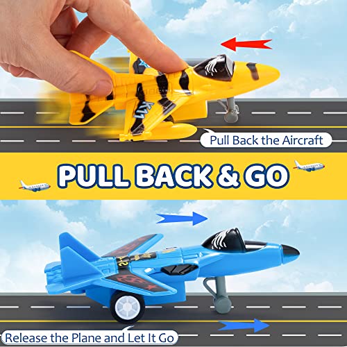 Joyin 16 Pcs Pull Back Airplane Toys, Boys Plane Playset, Aircraft Including Helicopter Toys, Jet Toys, Fighter Jet Toys, Bomber Toys, Biplane Toy, Gifts For Toddler Kids 2-8 Years Old #TOP3