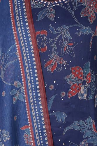 Image of W for Woman Floral Printed Chiffon Noodle Straps Straight Kurta with Sharara and Dupatta Set