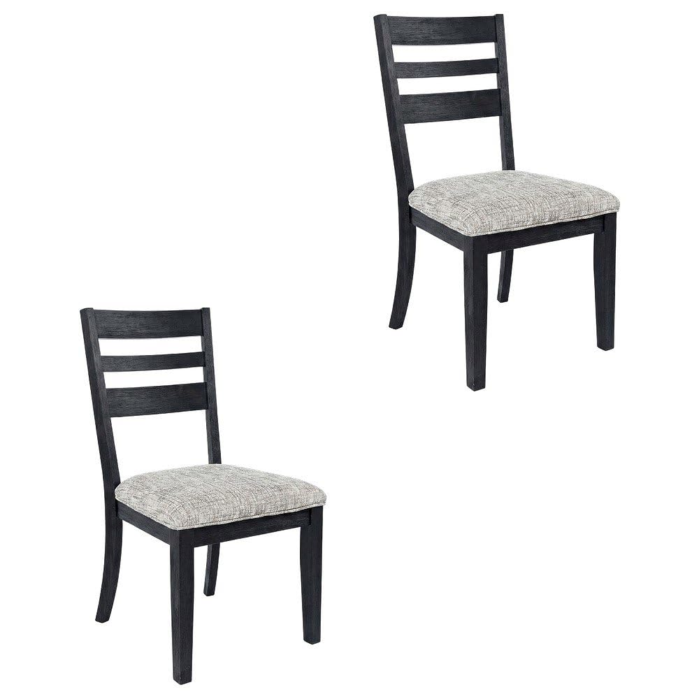 Upholstered Ladderback Dining Chairs Set of by Starlight Canyon Home – Acacia, Dark Charcoal, Pack of 2