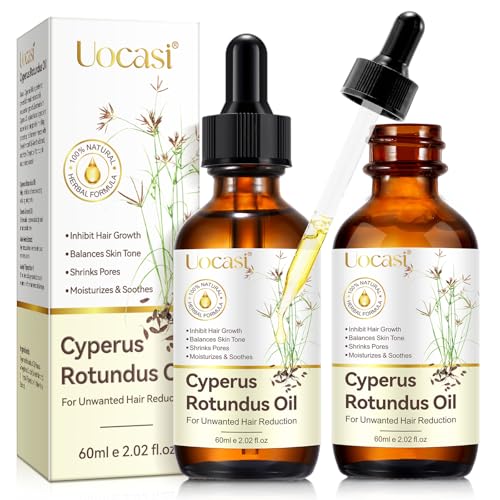 Image of Uocasi 2Pack Cyperus Rotundus Oil, Premium Cypress Oil for Hair Removal - Natural Inhibitor to Reduce Unwanted Hair Growth, Soothes Skin & Minimizes Pores, All Skin Types, 4.04 Fl Oz