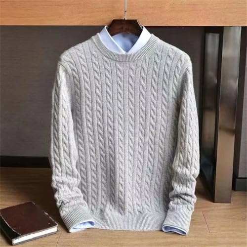 Men’S Long-Sleeve Crewneck Jumper Thickened Knit Loose Fit Casual Solid Color Soft Warm Pullover Sweaters3