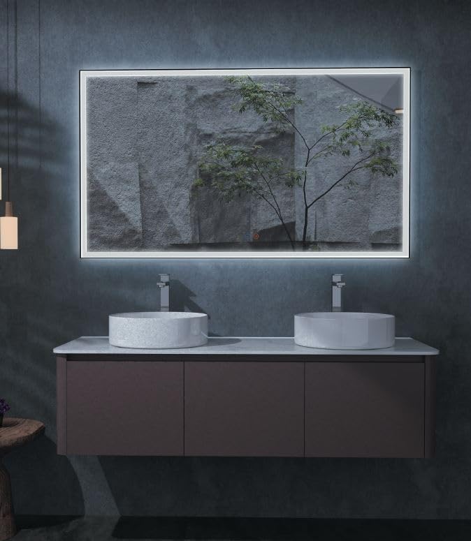 ALMACEN DE LA CASA Espejo de Baño Cuadrado con Luz Frontal | Modelo Suiza Negro 140x80 [ LEDIMEX® ]