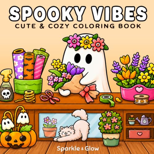 Spooky Vibes: Cute and Creepy Coloring Book for Adults and Teens with Cozy Creatures and Spooky Scenes for Relaxation