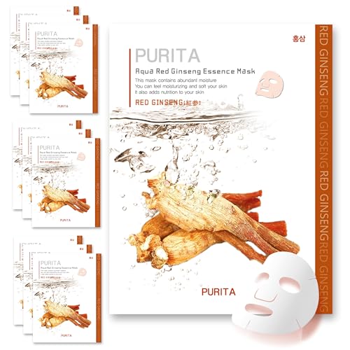 PURITA(ピュリタ) マスクパック 18種類の中から選べる1種類! 10枚セット (22g/1回分)(紅参) 鎮静 保湿 キメ ハリ ツヤ 引き締め