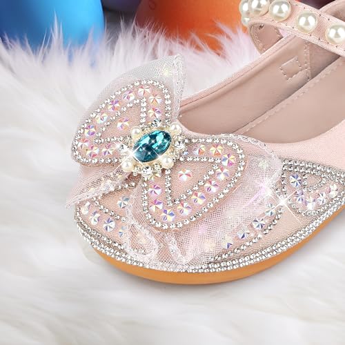Toddler Girls Dress Shoes Princess Shoes Low Heels Girls Mary Jane for Wedding Party, 11 Little Kid (Pink)3