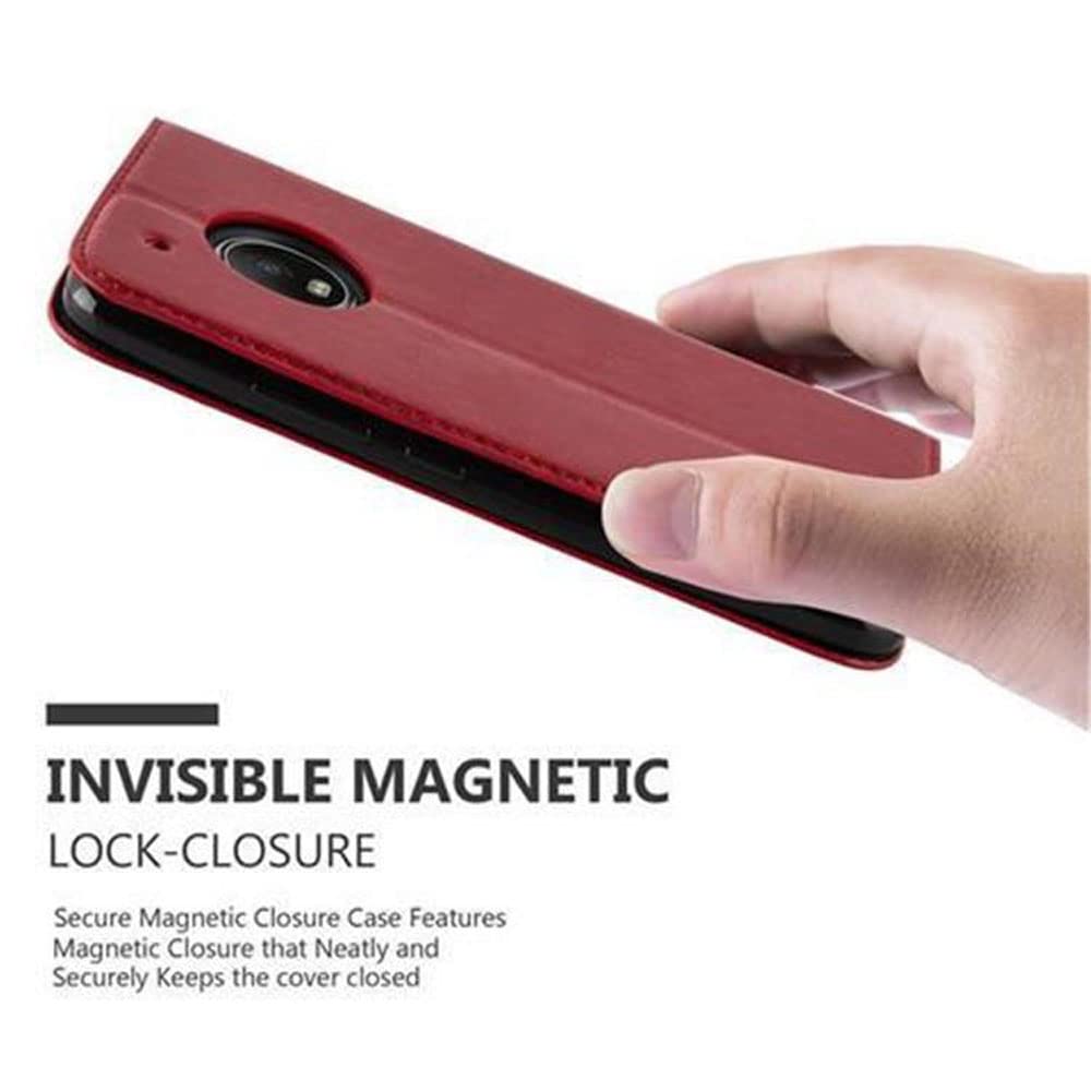 Cadorabo Custodia per Motorola MOTO Z in ROSSO MELA - Protezione in Stile Flip con Chiusura Magnetica - Case Cover Wallet Book Etui