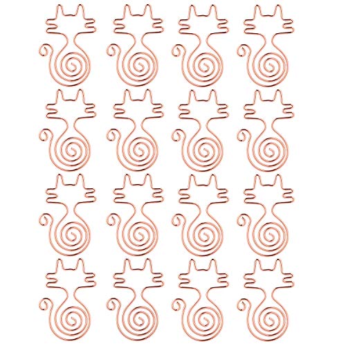 Jixiangdou Cute Paper Clips, Smooth Stainless Steel Cat Shaped Paperclips for Office School Home,16 Pcs (Rose Gold)