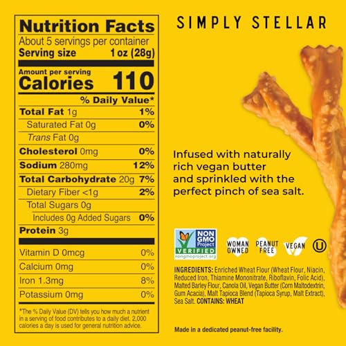 Stellar Snacks Variety Pack - 3 Flavors 5 Oz Bags, Maui Monk, Simply Stellar, Bold & Herby, Gourmet Pretzel Sticks, Vegan, Kosher, Non GMO, Peanut Free, Healthy Snack - image 5