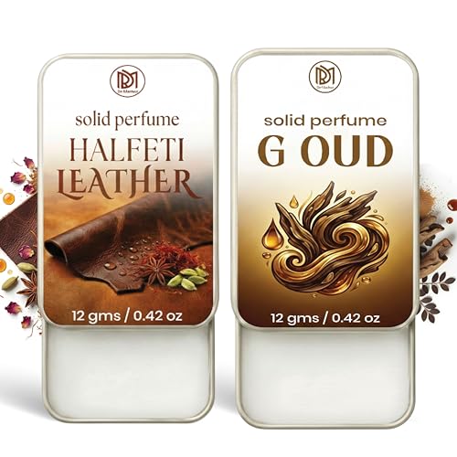 Image of Dr.Mashur Solid Perfume |G oud&Halfeti leather Alcohol Free Wax Perfume Balm, Long Lasting | Pocket Tin 12g, Pack Of 2| Non Greasy Smooth Glide, Travel Friendly Unisex Gifts He Or Her