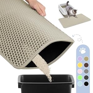 Cat Litter Mat – 23.2” x 14.6” Small Litter Trapping Mat, Easy to Clean Litter Box Mat, Waterproof, Urine-Proof, Non-Slip Kitty Litter Mats for Floor,Beige